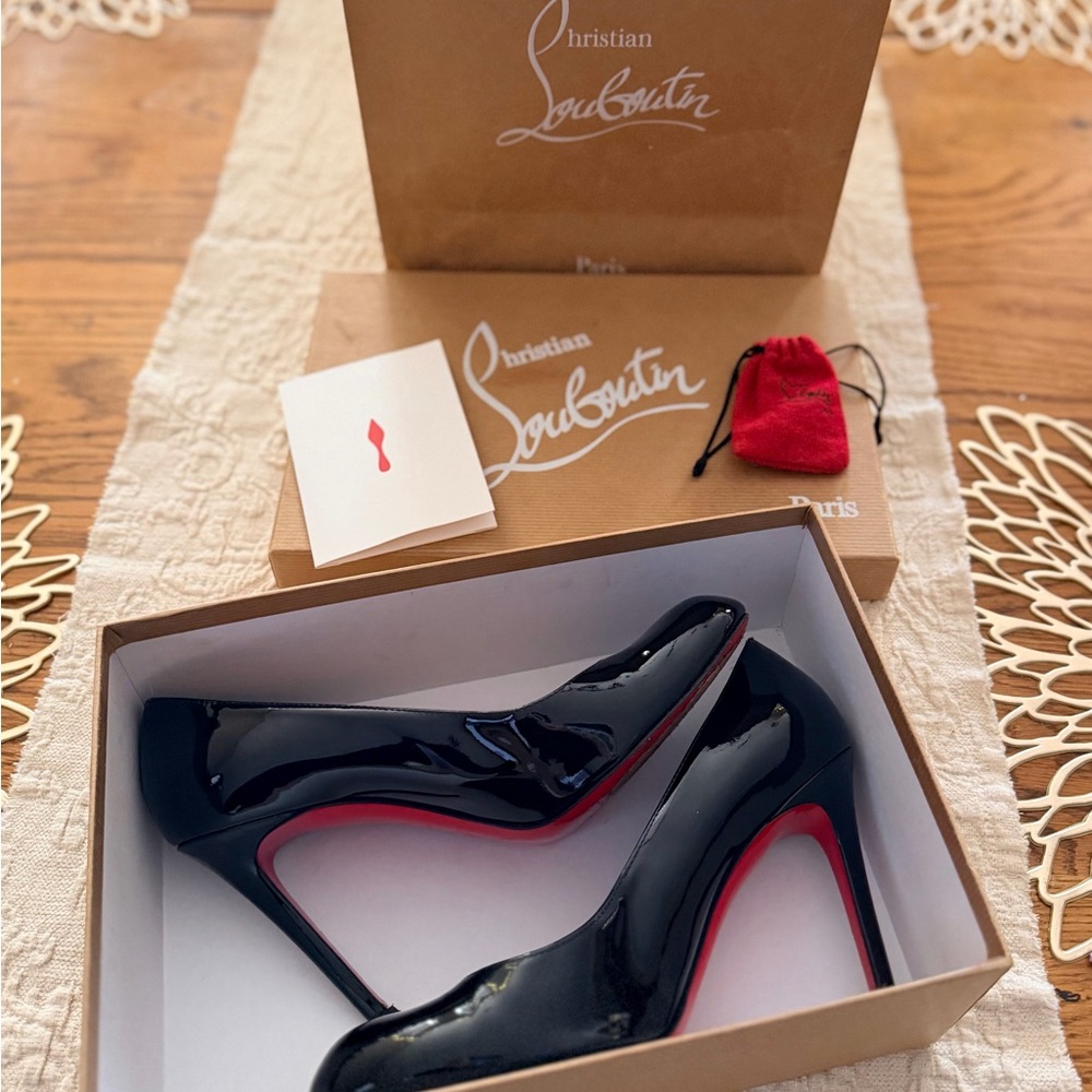 Christian Louboutin Black Patent Heels with Red Soles